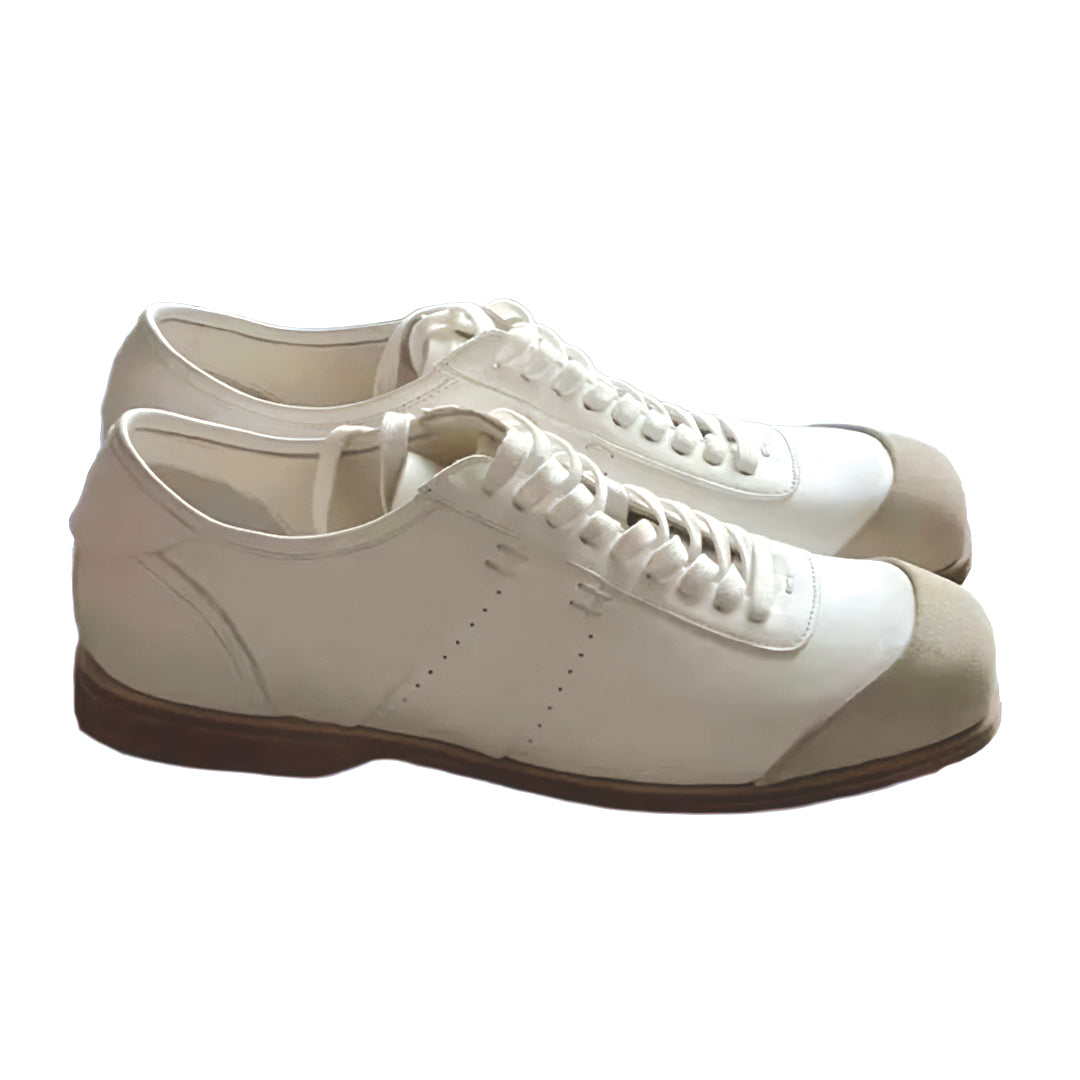 White low-top Pillar Court sneaker with vegan leather accents, minimal street style for urban wear