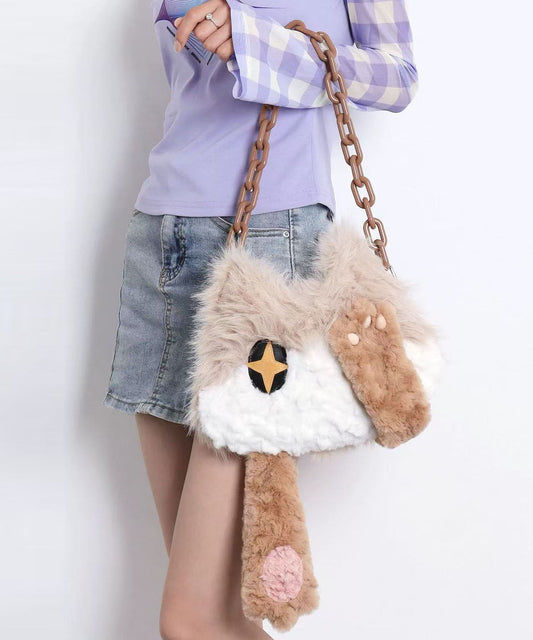 Sacs à bandoulière en fourrure de chat mignon et moelleux avec chaîne - Urbann-Vibe