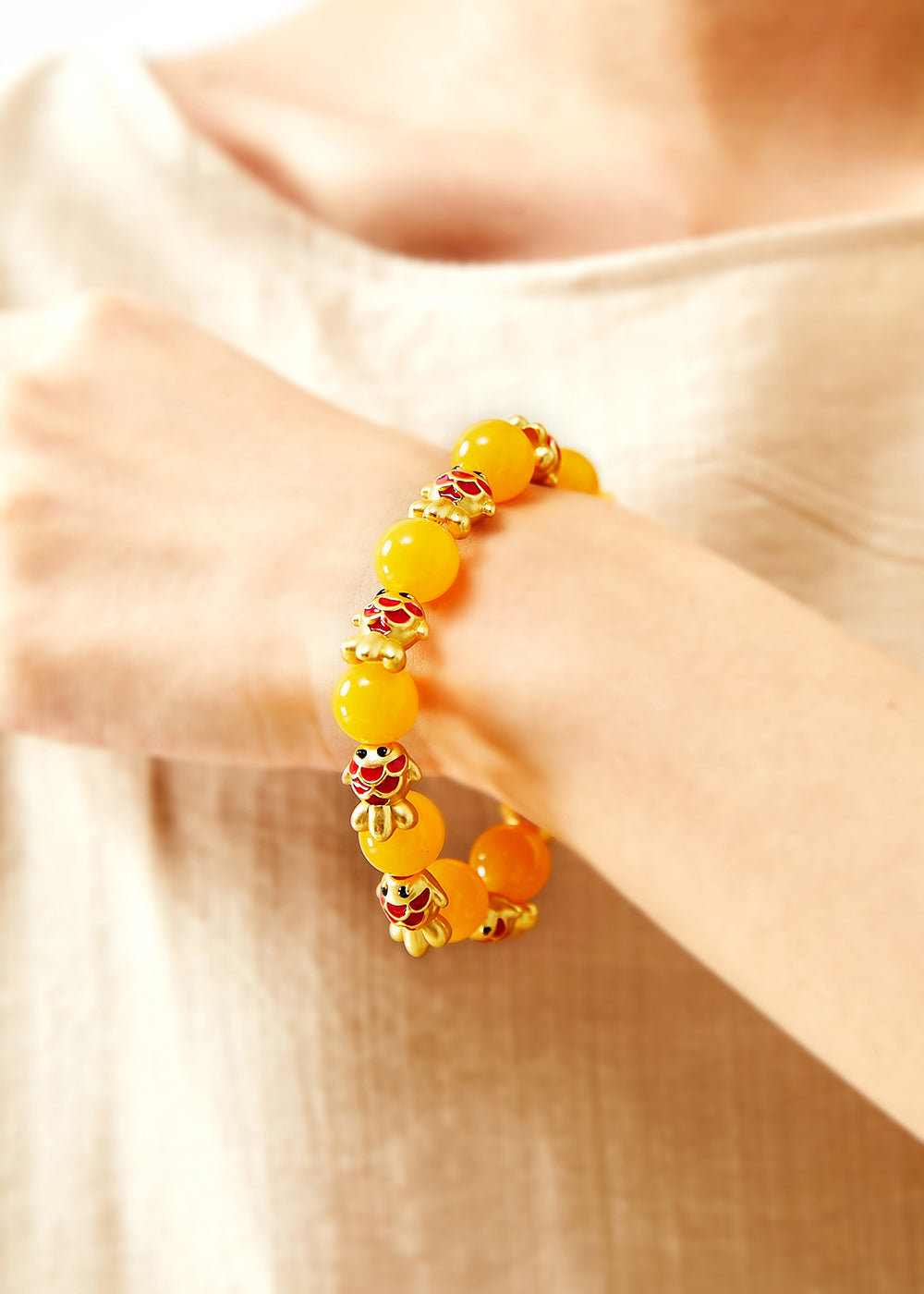 Bracelet en cire d'abeille fine avec dorure de poisson mignon - Urbann-Vibe