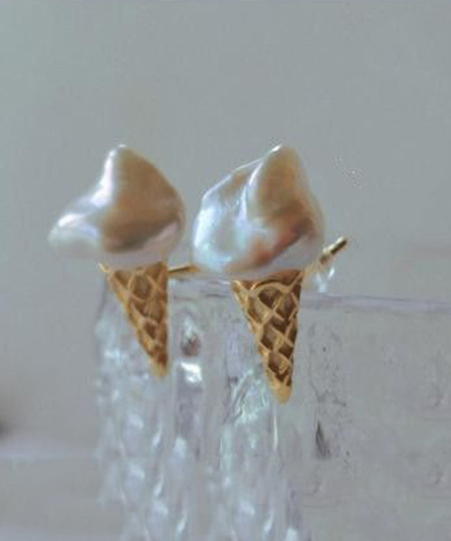 Boucles d'oreilles à tige en argent sterling et perles en forme de glace - Urbann-Vibe