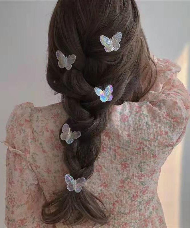 Jolie épingle à cheveux en métal et acrylique nude avec cinq papillons - Urbann-Vibe