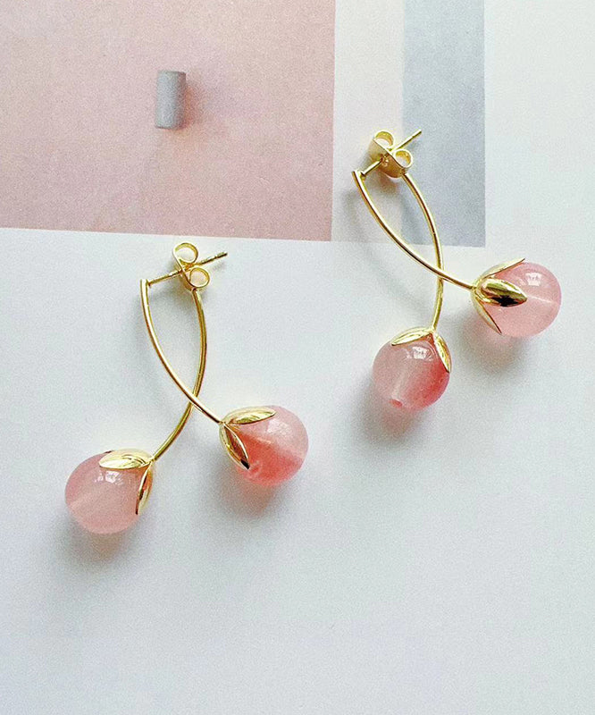 Boucles d'oreilles créoles en argent sterling et résine dorée en forme de tomate - Urbann-Vibe