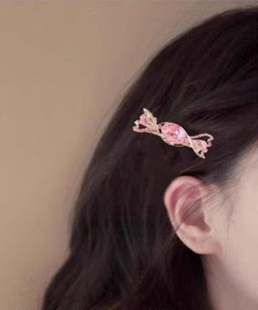 Jolie épingle à cheveux en alliage rose avec cristal et zircon - Urbann-Vibe