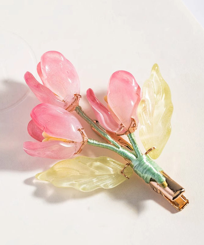 Jolie épingle à cheveux tulipe émaillée rose cuivré - Urbann-Vibe