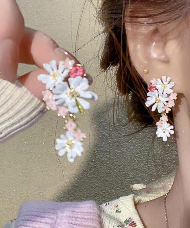 Boucles d'oreilles pendantes florales en cuivre arc-en-ciel - Urbann-Vibe