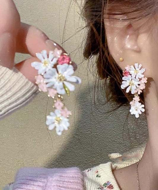 Boucles d'oreilles pendantes florales en cuivre arc-en-ciel - Urbann-Vibe