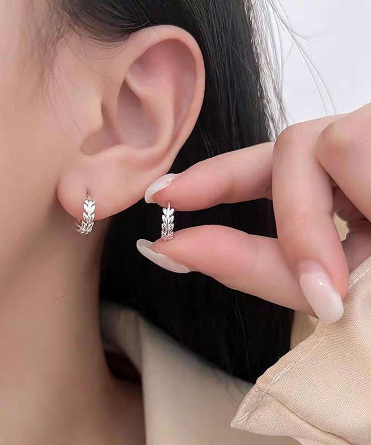Jolies boucles d'oreilles créoles en soie et argent sterling en forme d'épi de blé - Urbann-Vibe