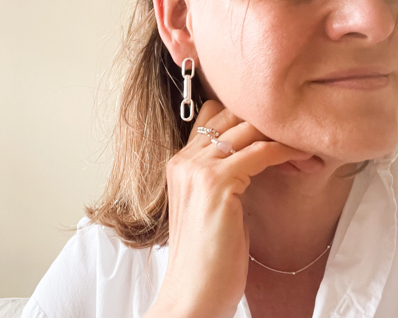 Beatrix paperclip sterling silver earrings minimalist lightweight modern women jewelry