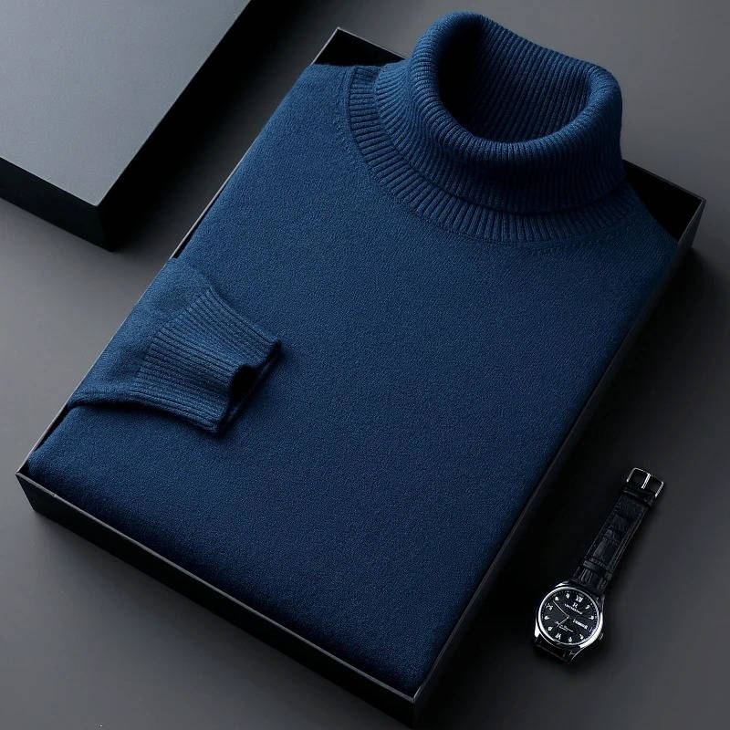 Men's premium turtleneck sweater in versatile knit, sharp slim fit for polished casual winter style