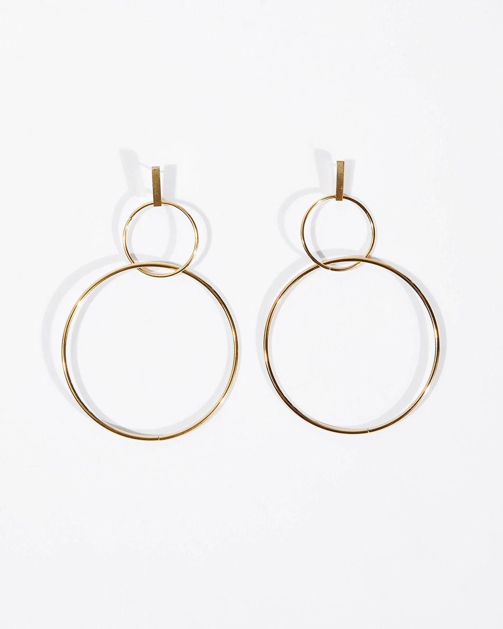 David double hoop drop earrings elegant lightweight statement jewelry everyday wear dimensional movement