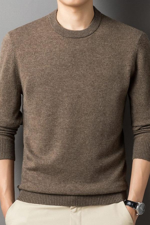 Men's slim fit soft stretch sweater in a clean modern silhouette, versatile everyday essential