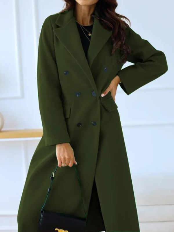 Women's elegant tailored coat by Eloura Moda, refined outerwear with soft drape for modern style