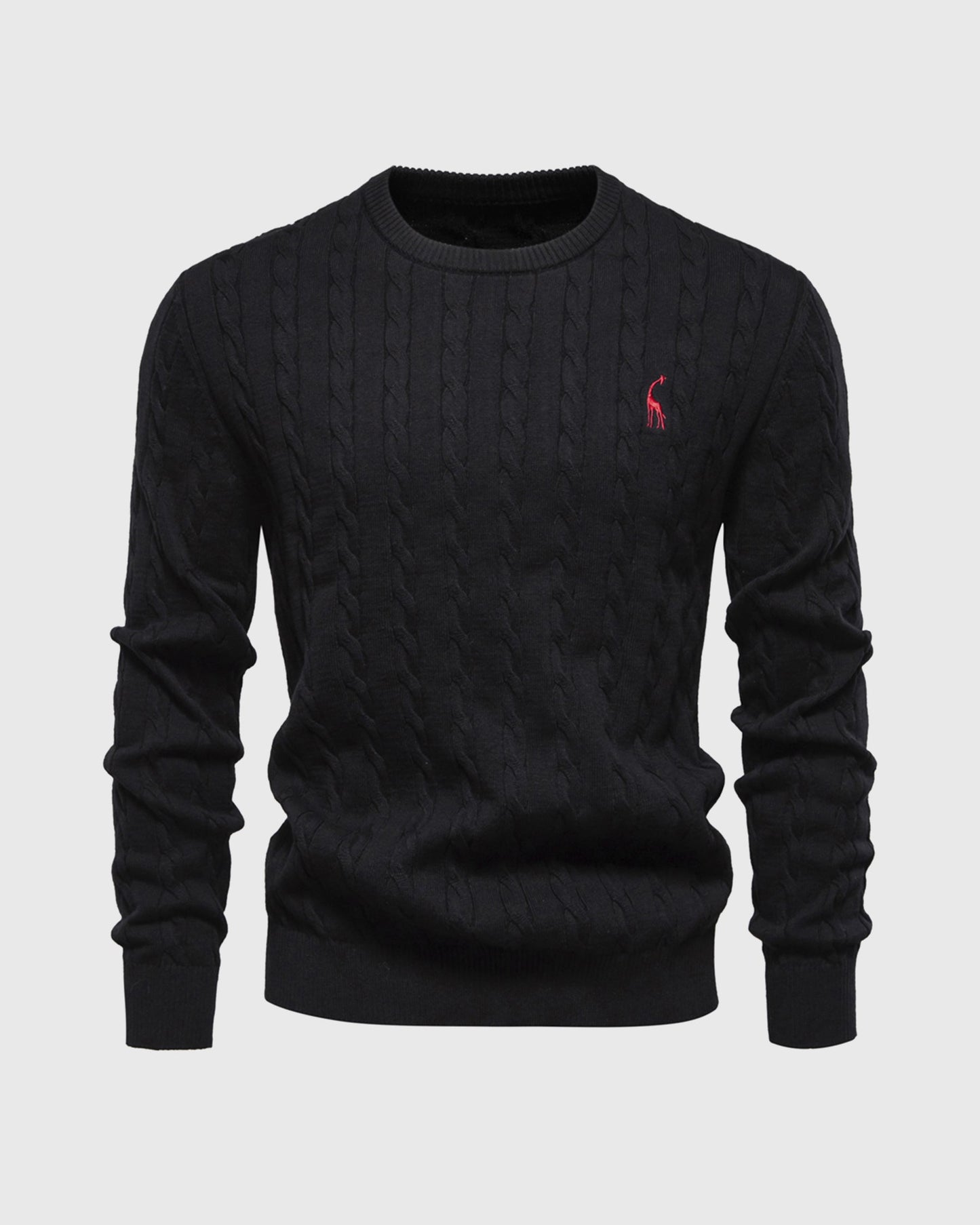 Men's cable knit sweater regular fit ribbed edges breathable soft fiber blend casual everyday style