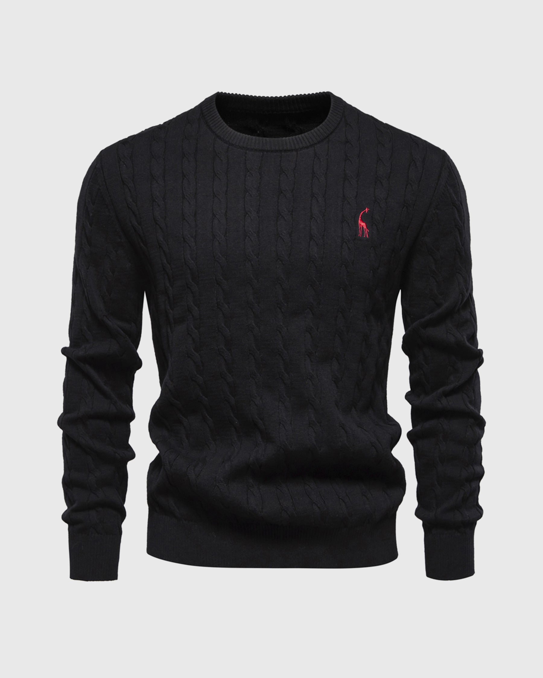 Men's cable knit sweater regular fit ribbed edges breathable soft fiber blend casual everyday style