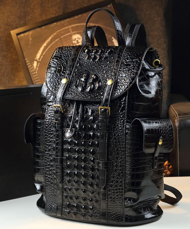 Sac à dos en similicuir noir à motif alligator, grande capacité, à faire soi-même - Urbann-Vibe