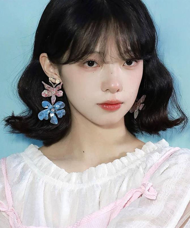 Boucles d'oreilles pendantes en résine et alliage colorblock à faire soi-même - Urbann-Vibe