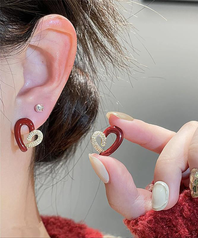 Boucles d'oreilles à tige asymétriques en cuivre et zircons colorés à faire soi-même - Urbann-Vibe