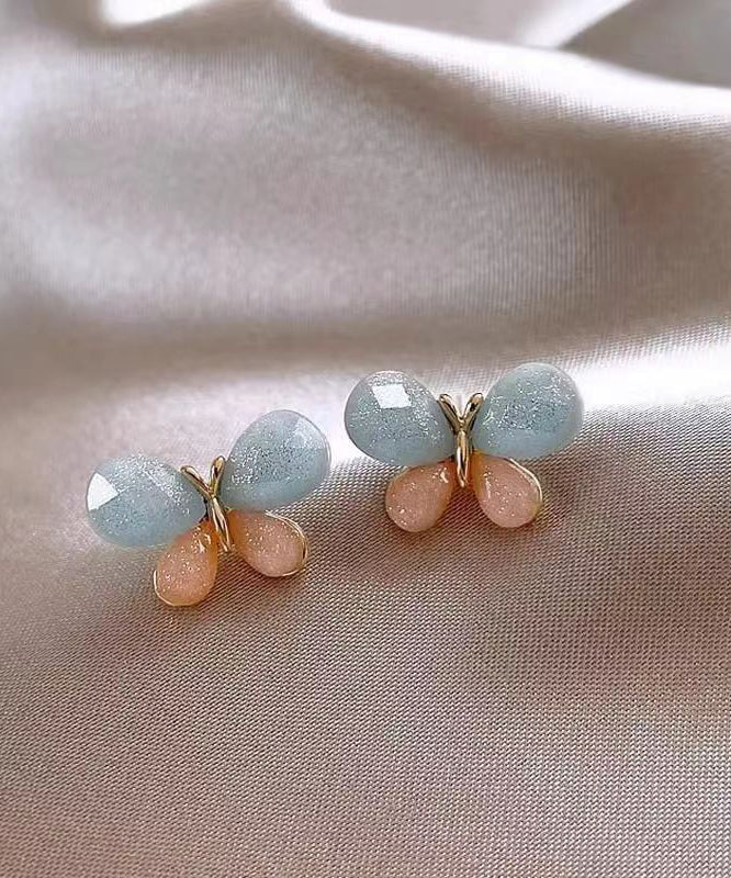 Boucles d'oreilles papillon à clous en cuivre doré colorblock DIY - Urbann-Vibe
