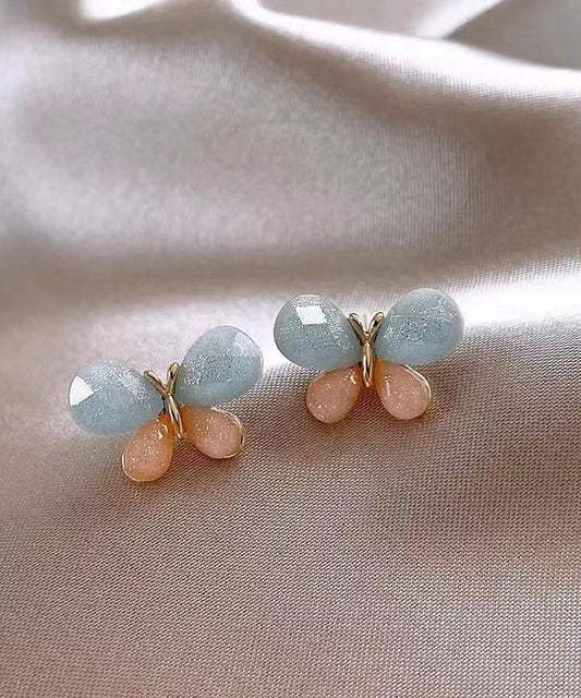 Boucles d'oreilles papillon à clous en cuivre doré colorblock DIY - Urbann-Vibe