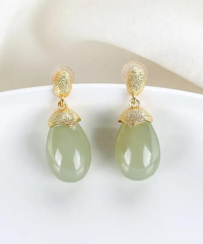 Boucles d'oreilles pendantes en argent sterling et jade surdoré cyan DIY - Urbann-Vibe