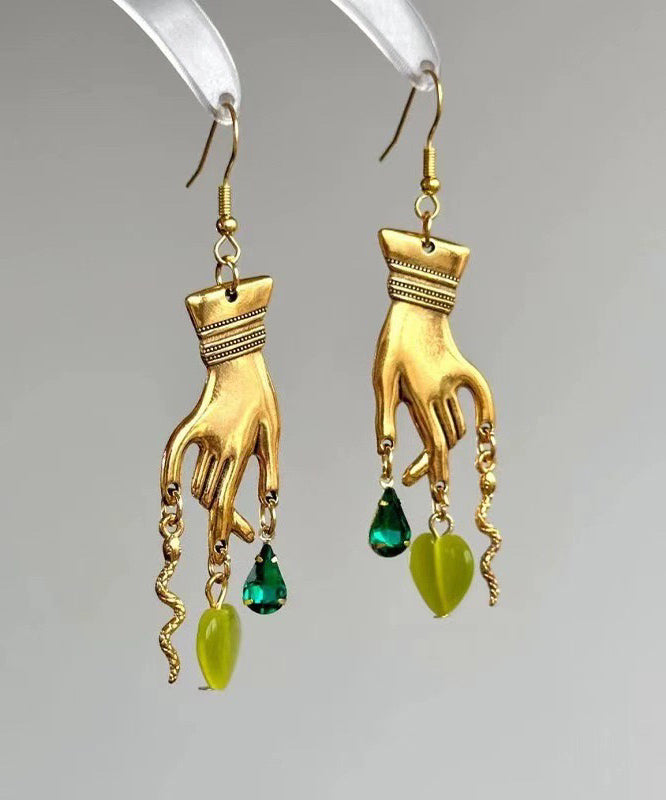 Boucles d'oreilles pendantes en cristal Love Palm, surdorées en cuivre doré à faire soi-même - Urbann-Vibe