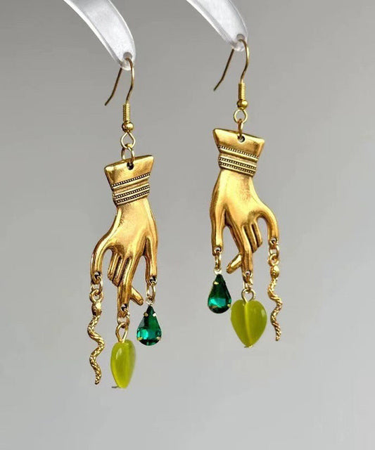 Boucles d'oreilles pendantes en cristal Love Palm, surdorées en cuivre doré à faire soi-même - Urbann-Vibe