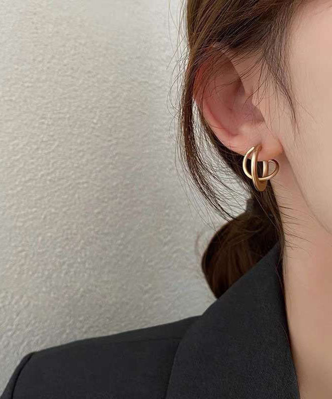 Boucles d'oreilles à faire soi-même : bagues superposées en or pour femmes, style froid - Urbann-Vibe