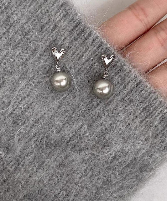 Boucles d'oreilles pendantes en argent sterling gris, perle et amour, à faire soi-même - Urbann-Vibe