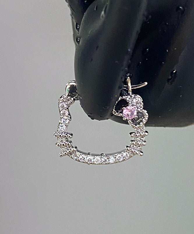 Boucles d'oreilles créoles en forme de chat, en soie, cuivre et zircon, à faire soi-même - Urbann-Vibe