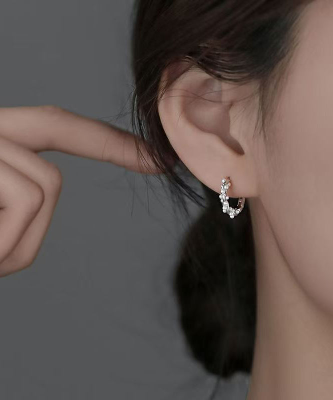 Boucles d'oreilles créoles en soie et argent sterling avec perles - Urbann-Vibe
