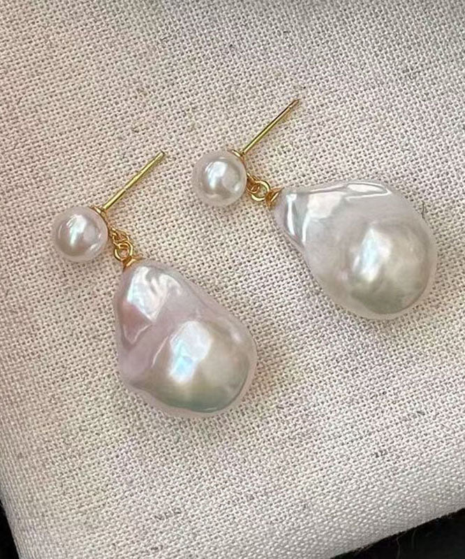 Boucles d'oreilles pendantes en alliage blanc avec perles et gouttes d'eau - Urbann-Vibe
