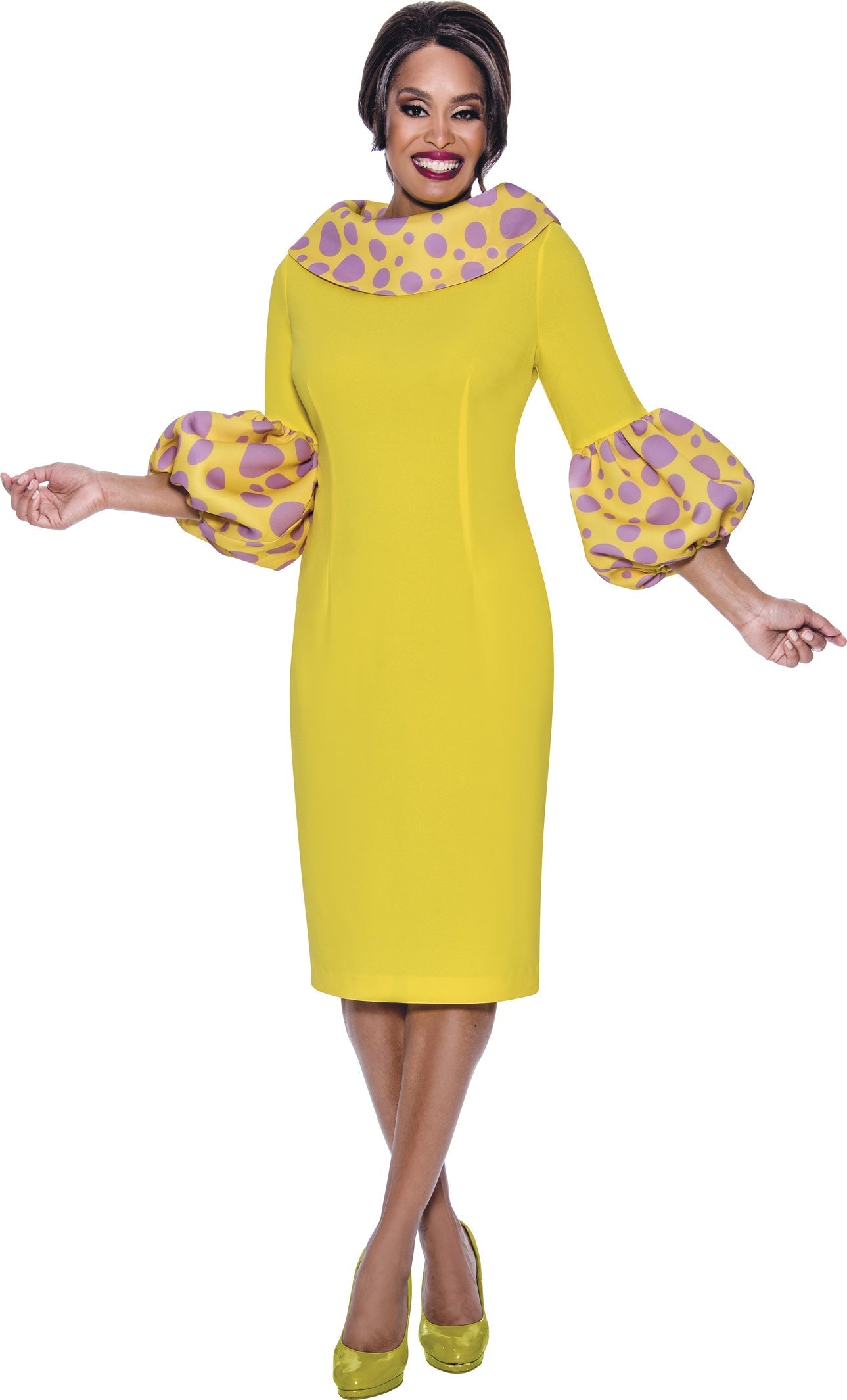 Divine Apparel fitted midi dress quarter sleeve ITY fabric elegant tea-length silhouette for women