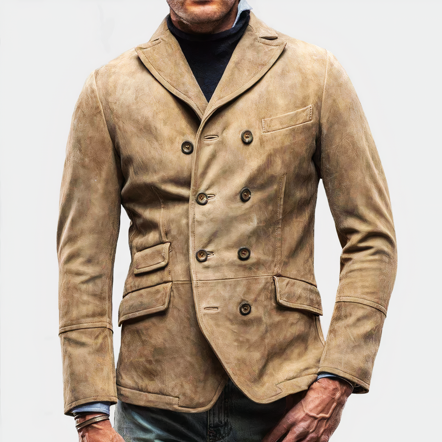 Navy double breasted blazer classic structured fit with signature double-button professional detail