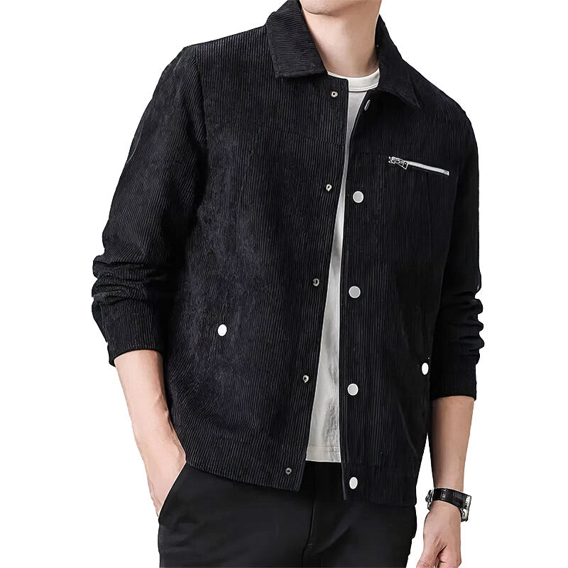 Men's navy velvet transitional jacket slim-fit silhouette with premium fabric for modern professionals