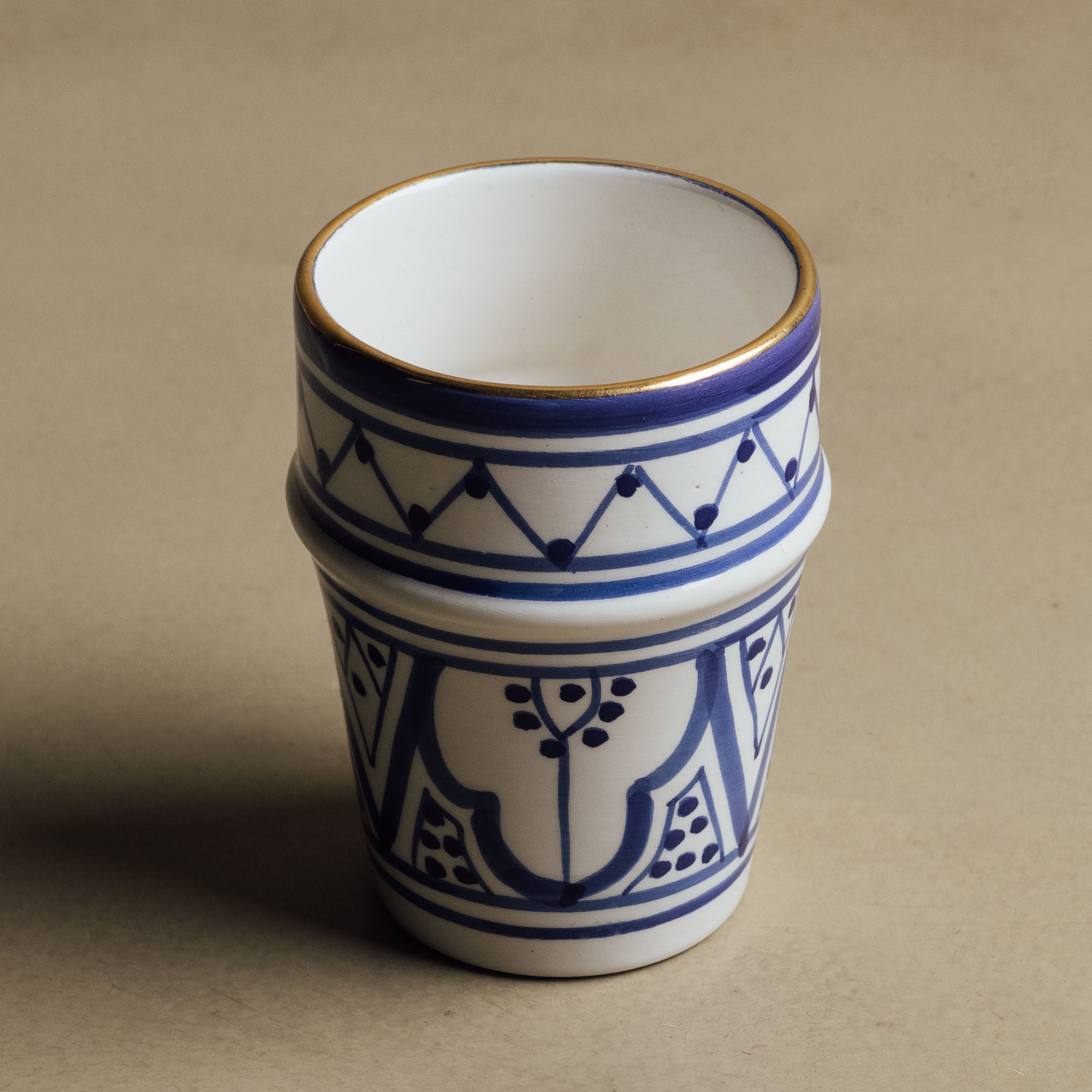 Fez Blue Small Cup - Moroccan Dinnerware Adorned with 12 Carat Gold Accents - Urbann-Vibe
