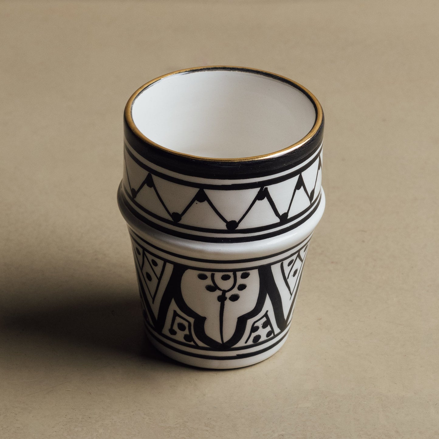 Fez Noir Small Cup - Moroccan Dinnerware Adorned with 12 Carat Gold Accents - Urbann-Vibe