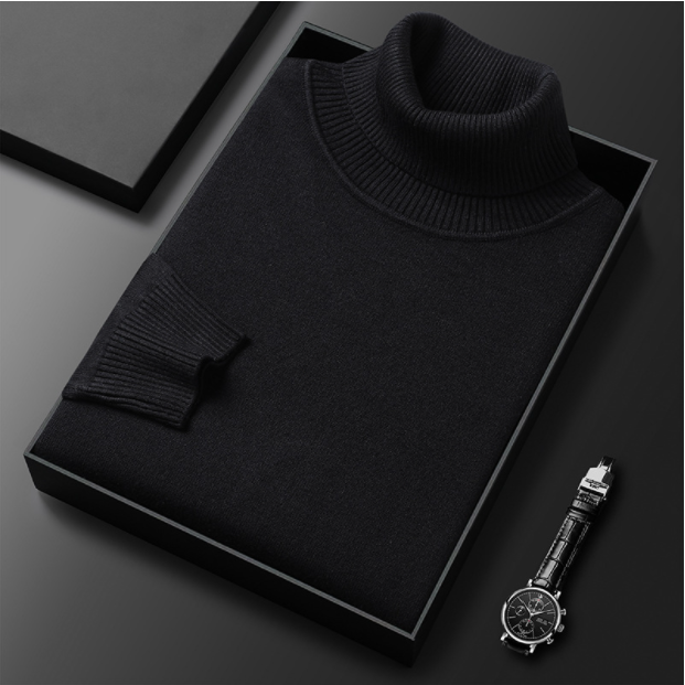 Logan unisex cashmere-cotton turtleneck sweater, warm luxury knit in timeless style for cold weather