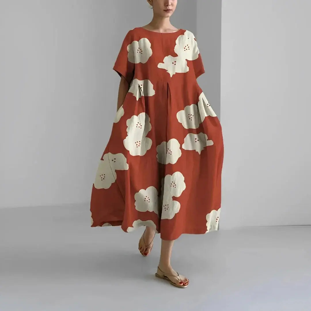 Boho floral maxi dress women flowy oversized silhouette lightweight breezy summer print