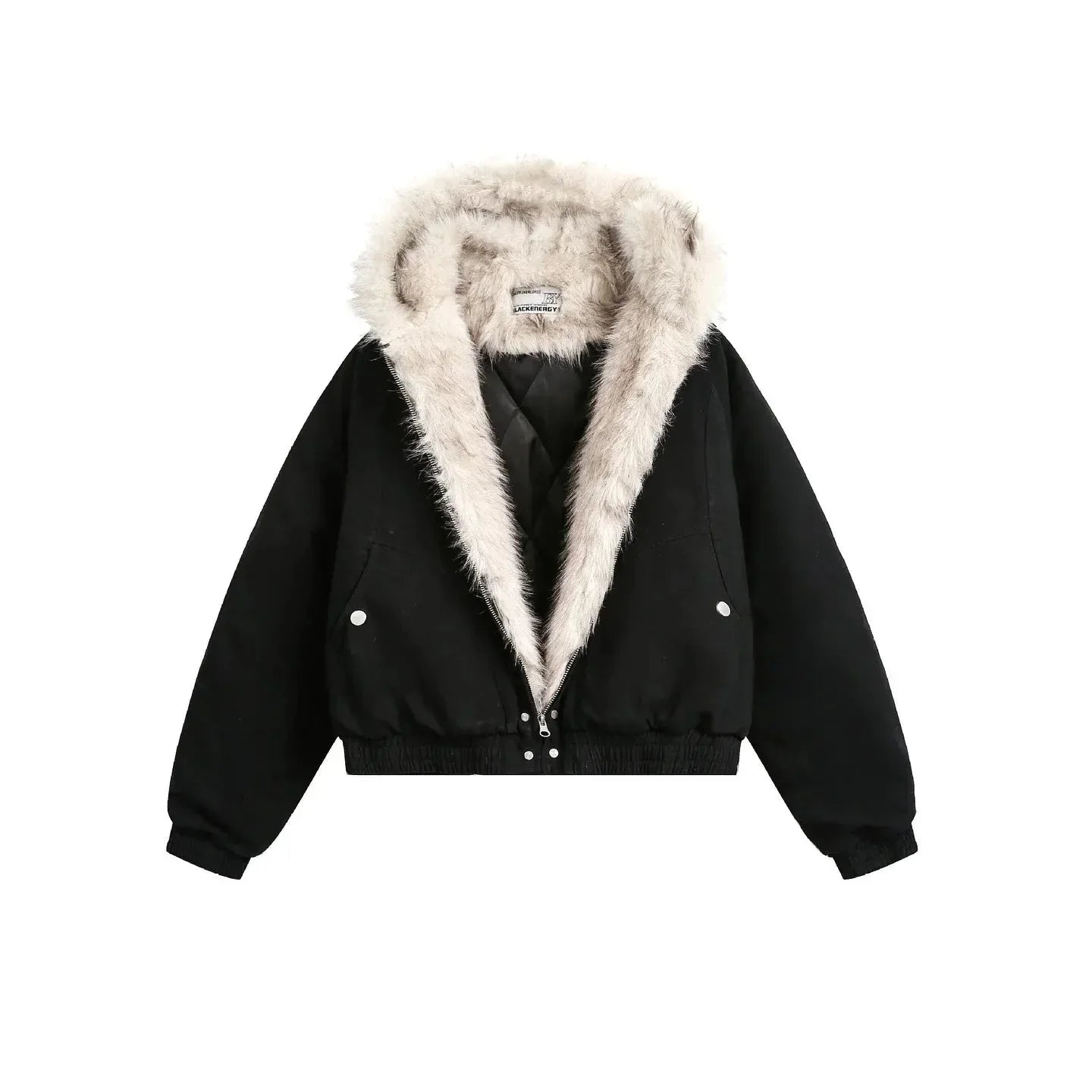Dakota unisex faux fur hooded bomber jacket with cozy lining, warm streetwear essential