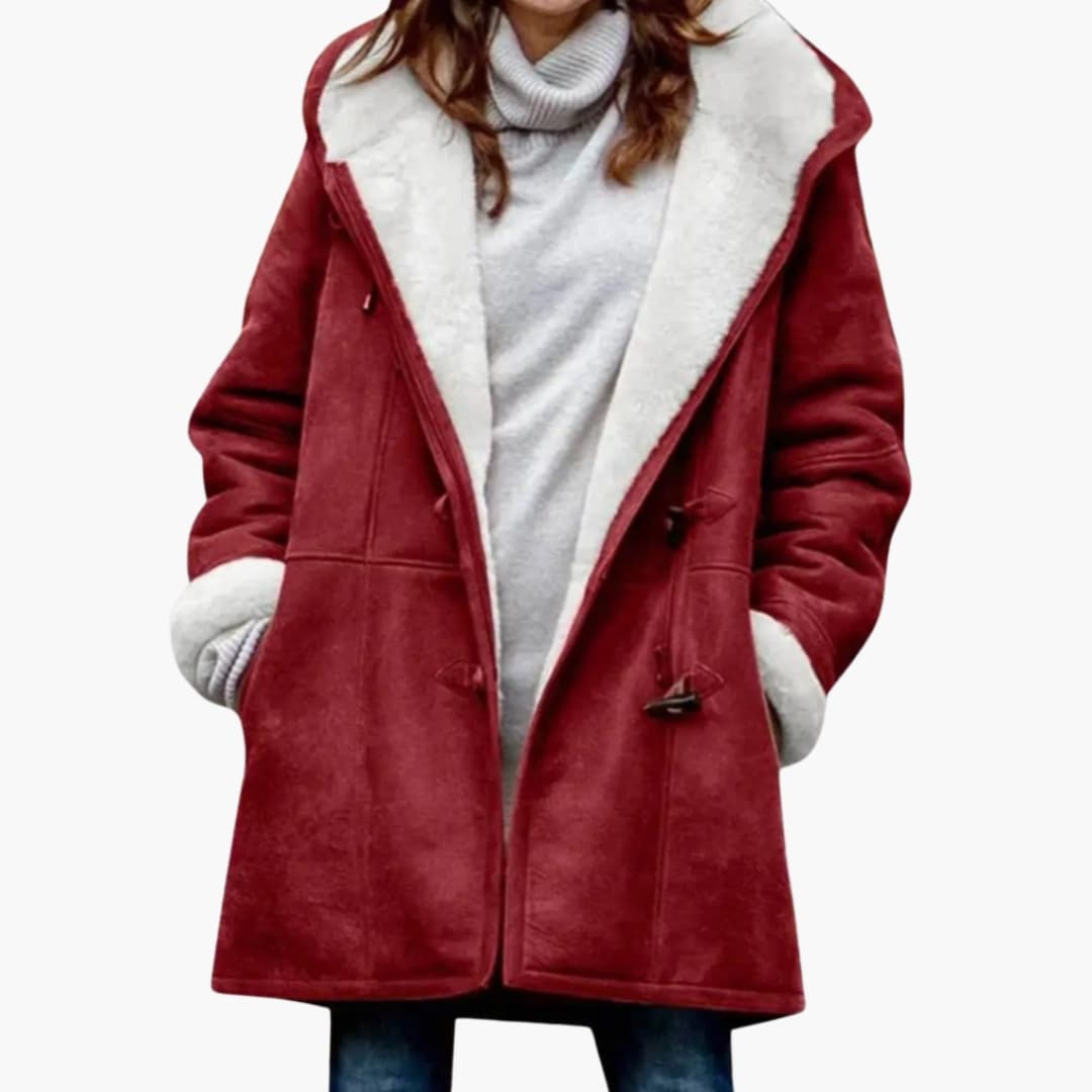 Women hooded coat toggle closure pockets everyday warmth versatile city-ready style layering