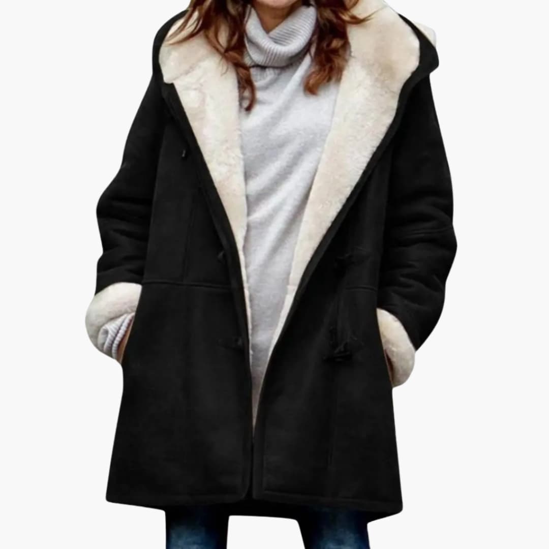 Women hooded coat toggle closure pockets everyday warmth versatile city-ready layering style