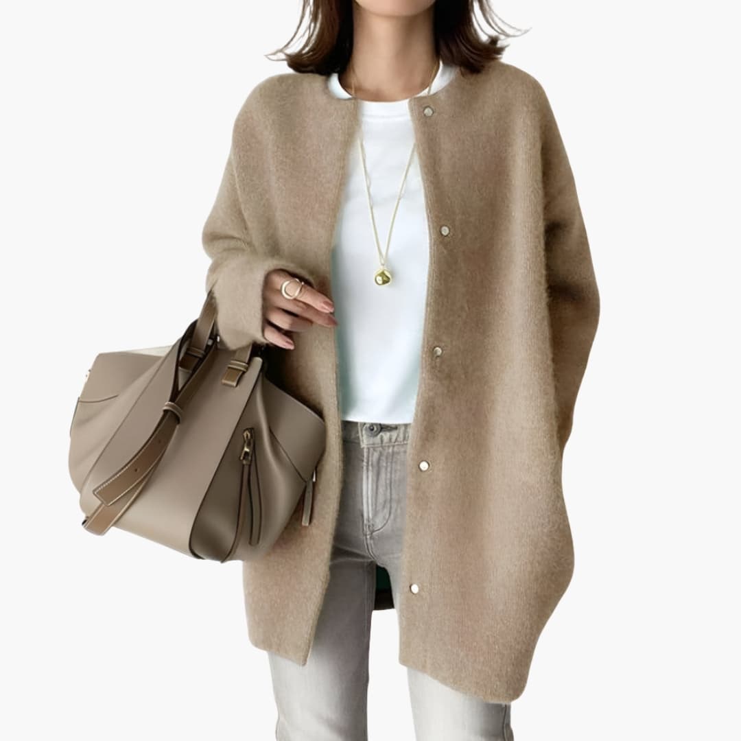 Women's snap-button cardigan long sleeves cozy layering knit style versatile everyday wear