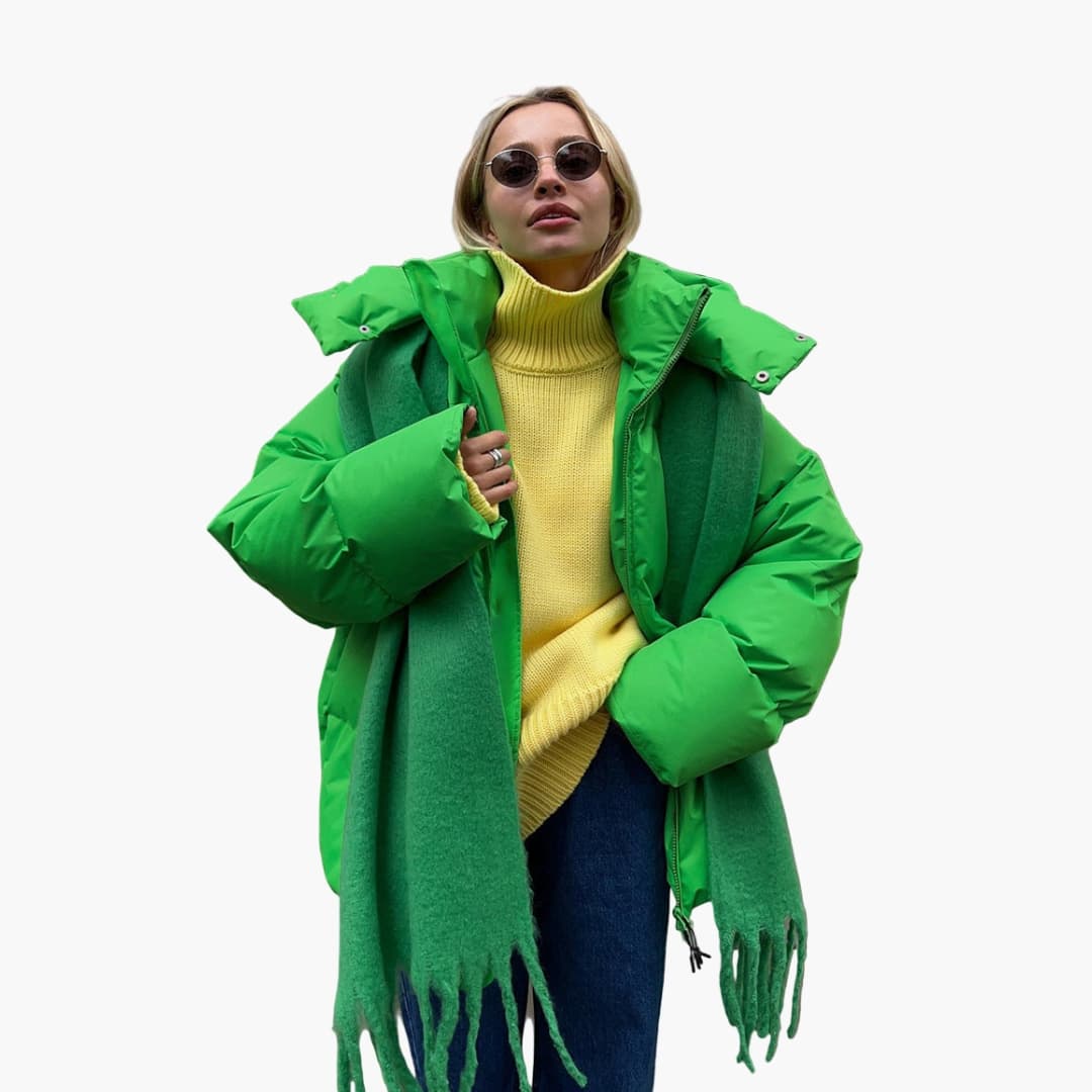 Women's quilted padded winter coat high collar full-zip warm outdoor jacket cold weather