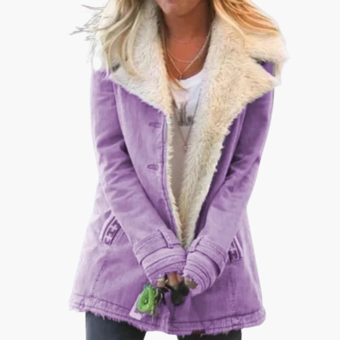 Women's winter jacket high collar full front zipper cold weather slim fit versatile silhouette