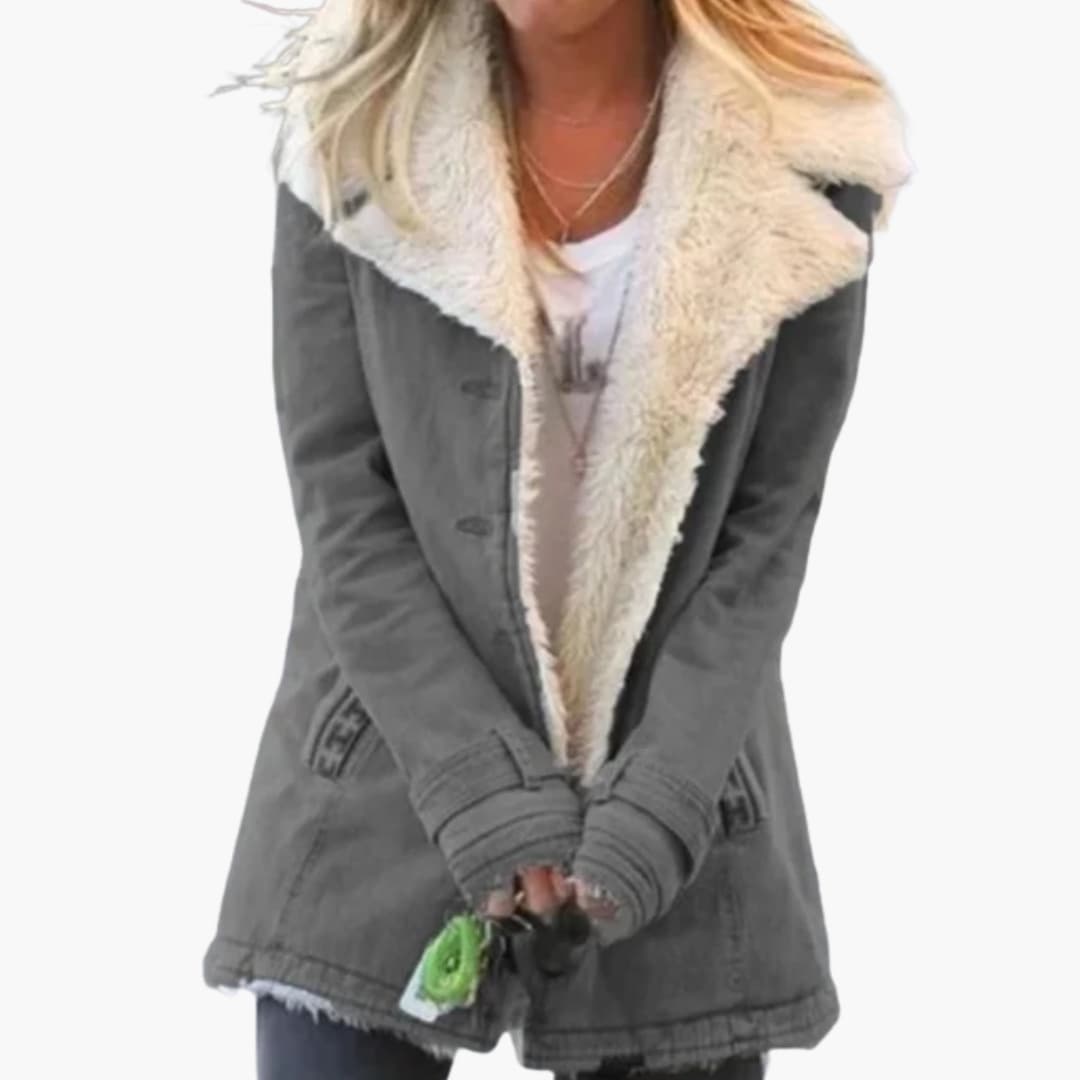 Women's winter jacket high collar full front zipper cold weather slim fit versatile silhouette