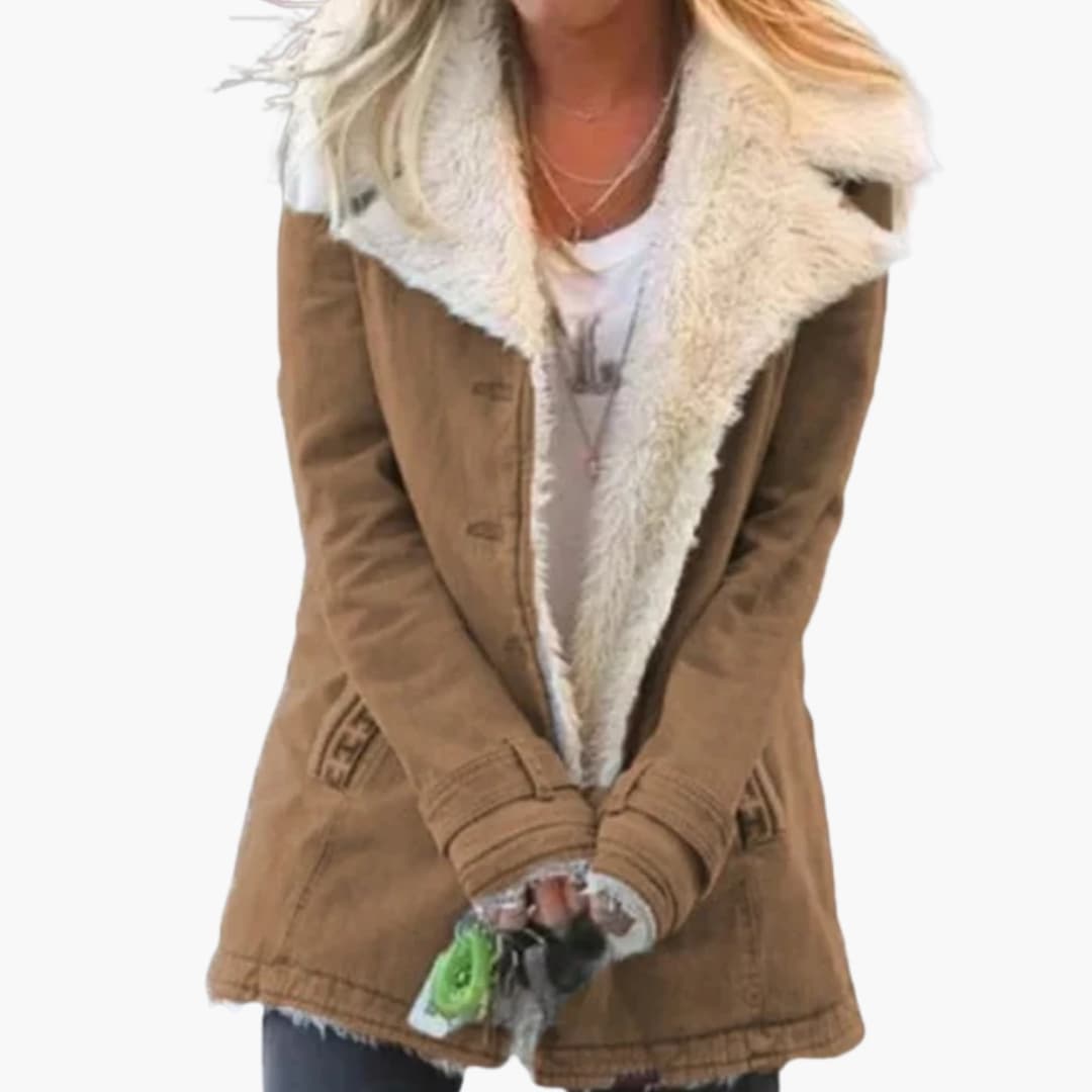 Women's winter jacket high collar full-length zipper cold-weather insulated slim silhouette