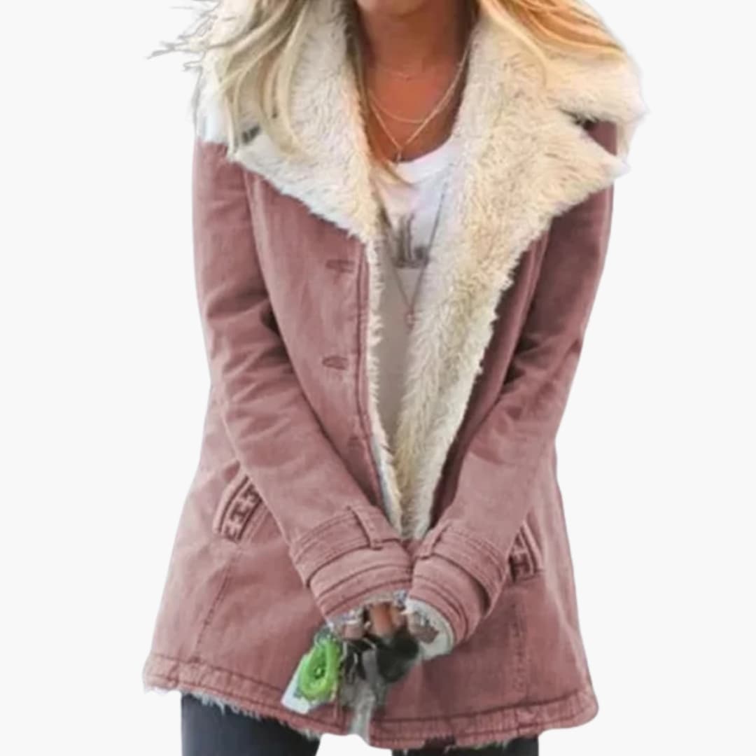 Women's winter jacket high collar full front zipper cold weather slim silhouette everyday wear