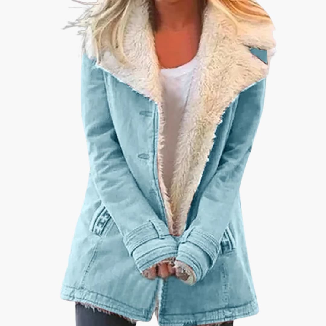 Women's winter jacket high collar full front zipper cold weather slim silhouette everyday outdoor wear