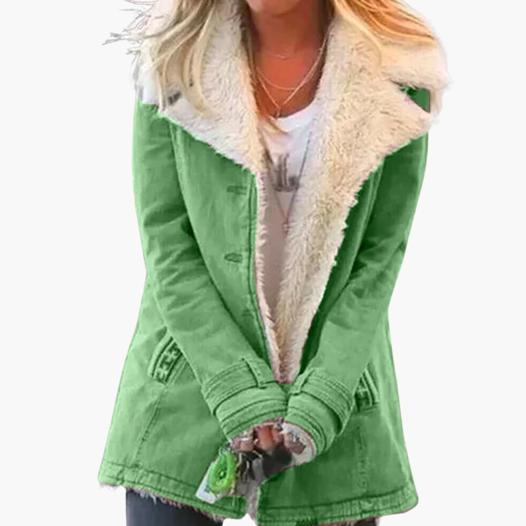 Women's winter jacket high collar full-front zipper cold-weather insulated slim silhouette