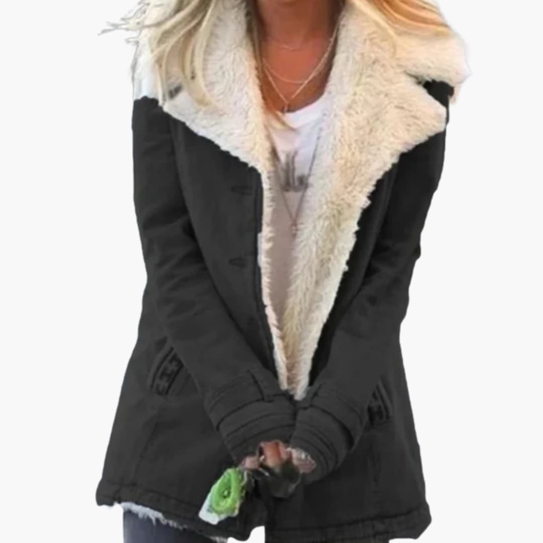 Women's winter jacket high collar full front zipper cold weather slim fit versatile silhouette